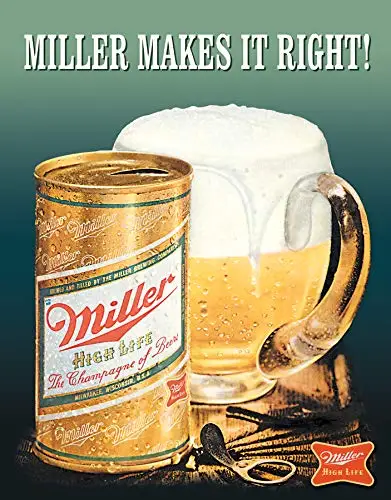 Винтажный оловянный знак компании Miller пивоварения - Цвет: Бургундия