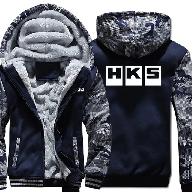 Новая зимняя мужская утепленная толстовка HKS Мужская модная куртка с капюшоном на застежке плюс размер флисовые повседневные