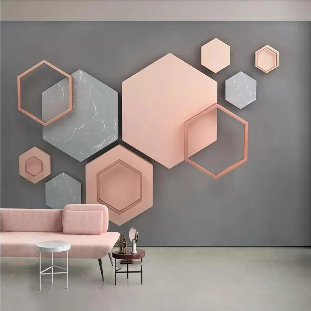 

Drop Shipping Custom 3D Wallpaper Murals Simple 3d Hexagonal Mosaic Modern Minimalist Geometric TV Background Wall Paper Murals