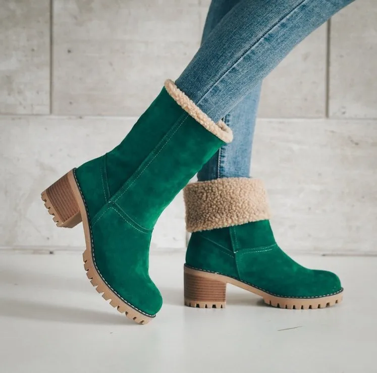 Bota Feminina/Ботинки martin на квадратном каблуке с толстой подошвой из хлопка Женская обувь женские зимние модные теплые ботильоны на меху