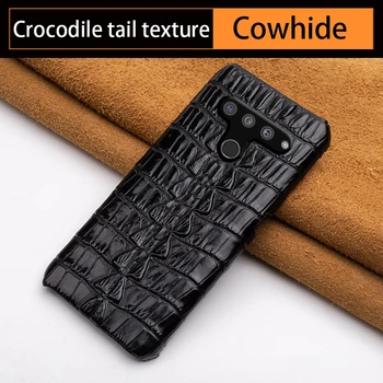 

Suitable for LG G7 G8 G8s V30 V40 V50 cowhide crocodile tail fin pattern cowhide mobile phone case ThinQ G3 G4 G5 G6 G7 G8s Thin