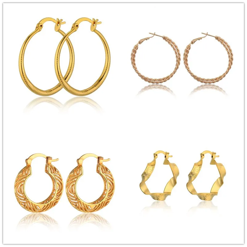 

New Fashion Big Circle Punk Small Hoop Earrings Twisted Gold Color For Women Party cubic Zirconia Earring Top Quality