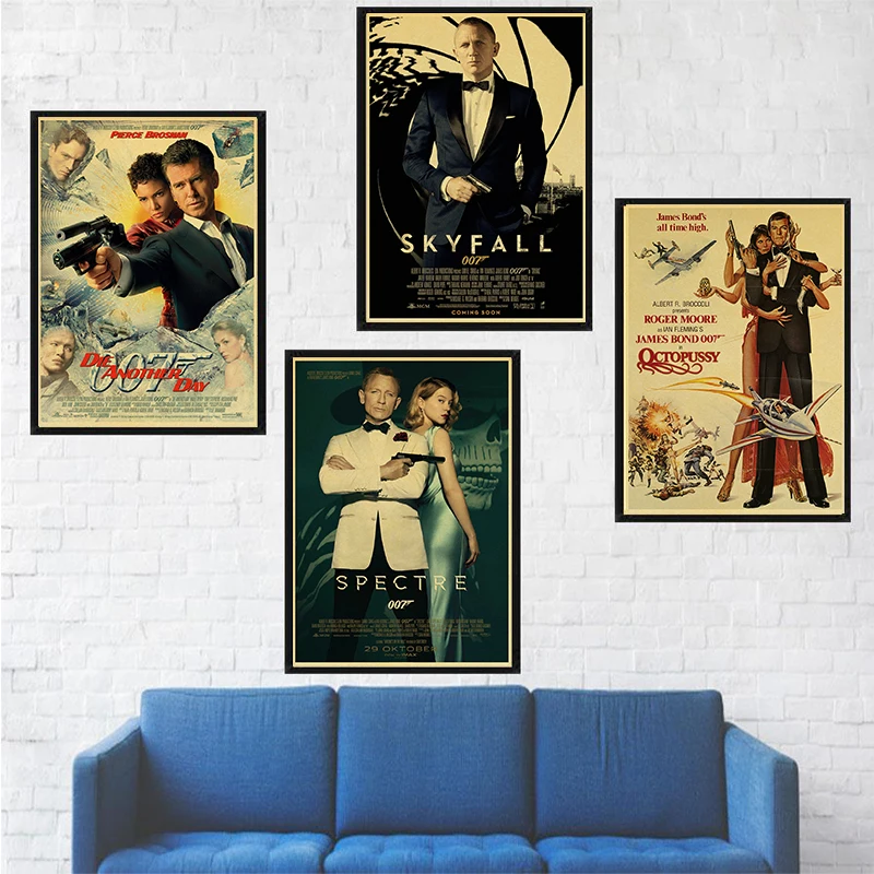 

vintage Poster Movie James Bond 007 Retro Poster kraft paper wall For home/Room/Bar decor painting From Russia With Love