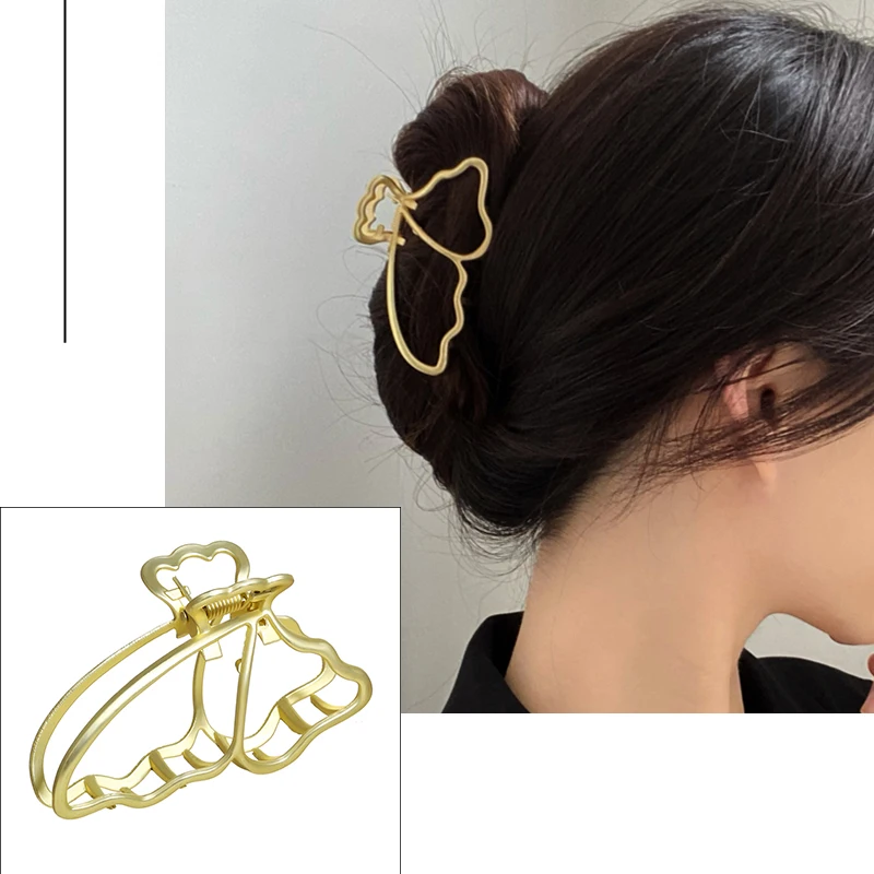 2021 New Women Elegant Gold Hollow Geometric Metal Hair Claw Vintage Hair Clips Headband Hairpin Hair Crab Hair Accessories black head scarf