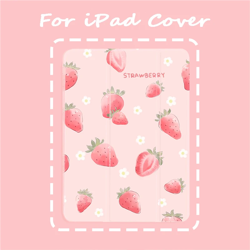 

Cute Strawberry For iPad Pro 2020 2018 AIR3 10.5 inch Case for iPad 2017 2018 Air2 9.7 Mini 5 Cover Capa With Pencil Slot Cases