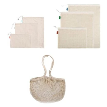 

Promotion! Reusable Produce Bags, Organic Cotton Mesh Bags Muslin Bags with Drawstring Bonus Reusable Grocery Bag for Shopping &