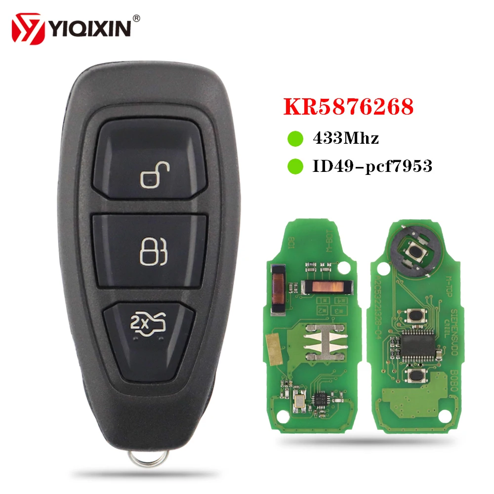 

YIQIXIN Full Smart 3 Buttons Remote Key KR5876268 For Ford Focus C-Max Mondeo Kuga Transit Fiesta 2016 + 433MHz ID49-pcf7953