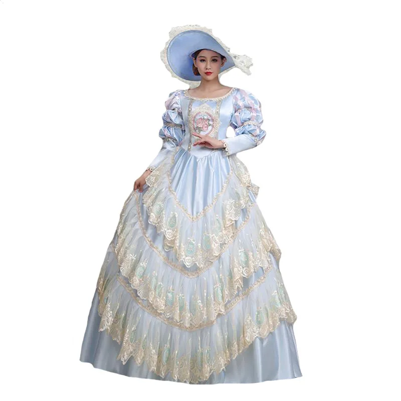

Victorian lace print court dress new European satin cake dress