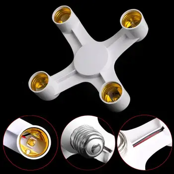 

E27 4 in 1 LED Base Holder Socket Light Bulbs Converter 360° Screw White Atcon