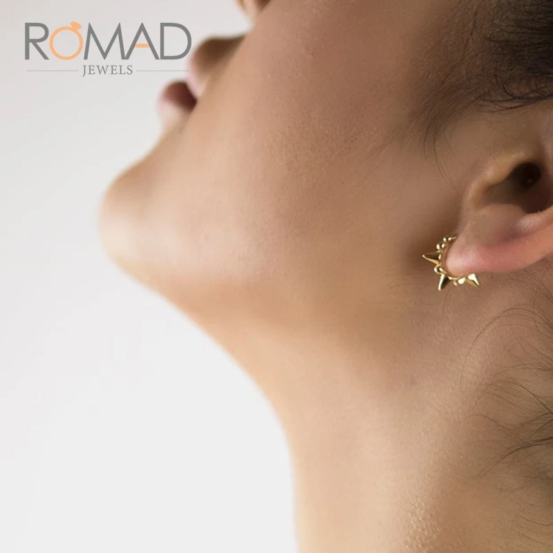 Модные серьги Romad из серебра S925 пробы, Геометрическая бусина с заклепками, модные круглые серьги, оригинальные серьги из стерлингового серебра для женщин, подарки