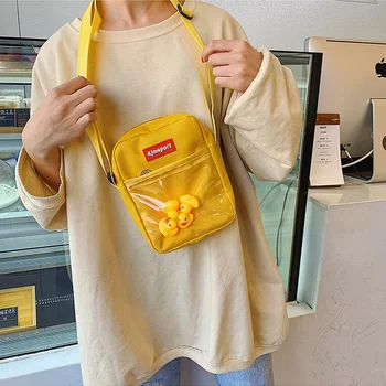 

Harajuku Small Yellow Duck Transparent It Bags Women's Canvas Shoulder Bags For Teeange Girls Clear Jelly Ita Handbags Woman Bag