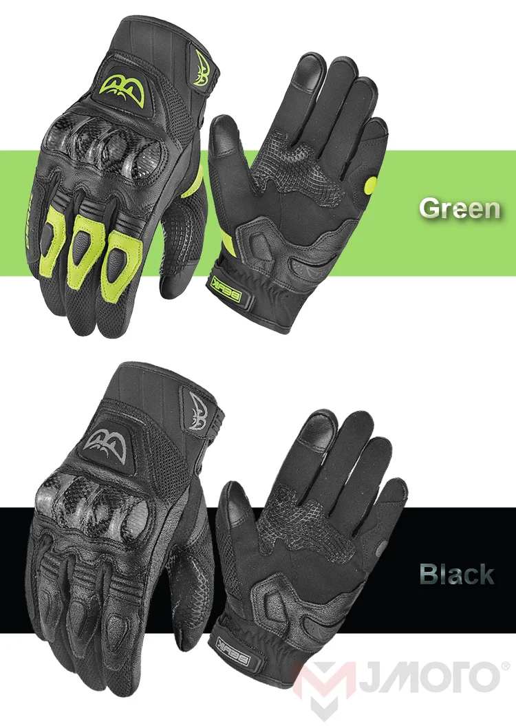 BERIK Motorcycle Leather Gloves Men Carbon Fiber Protection Racing Glove Screen Touch Sheepskin Motocross Glove M-XXL Electric Helmet Motorcycle