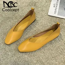 Coolcept/новые женские туфли на плоской подошве; модные однотонные туфли с квадратным носком; женский зрелый стиль; обувь для офиса; Размеры 35-39