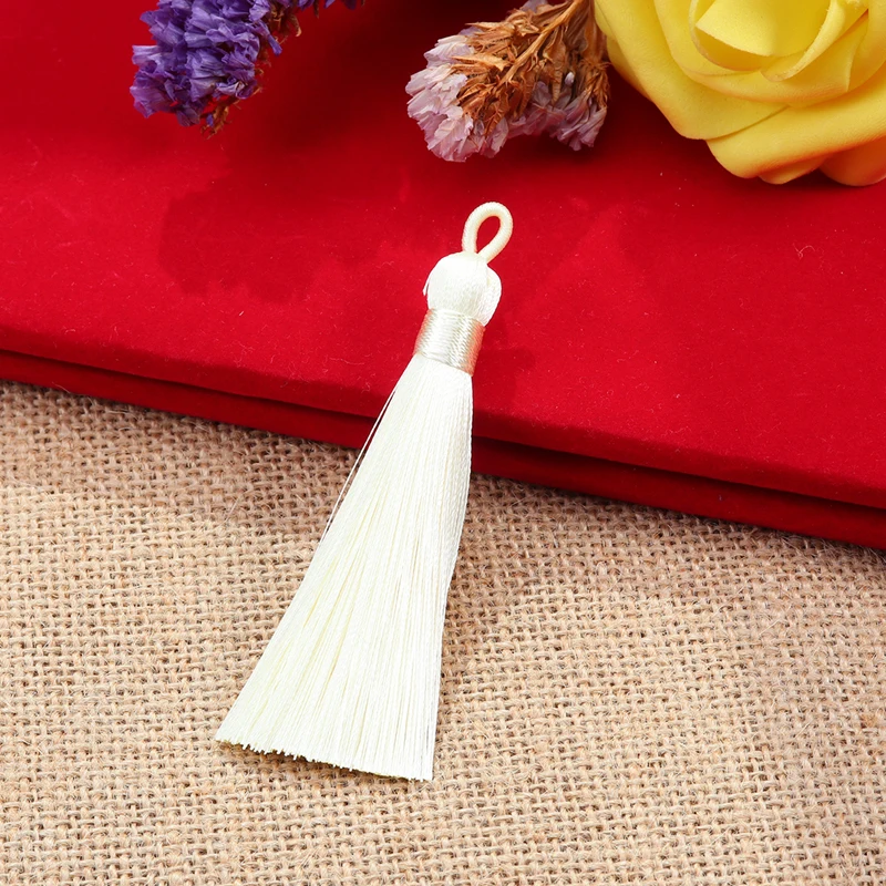 beige 5 шт. 8 цветов 9 см длинные хлопковые шелковые кисточки бахрома подвески-кисточки для сережек ручной работы ювелирных изделий - Цвет: beige