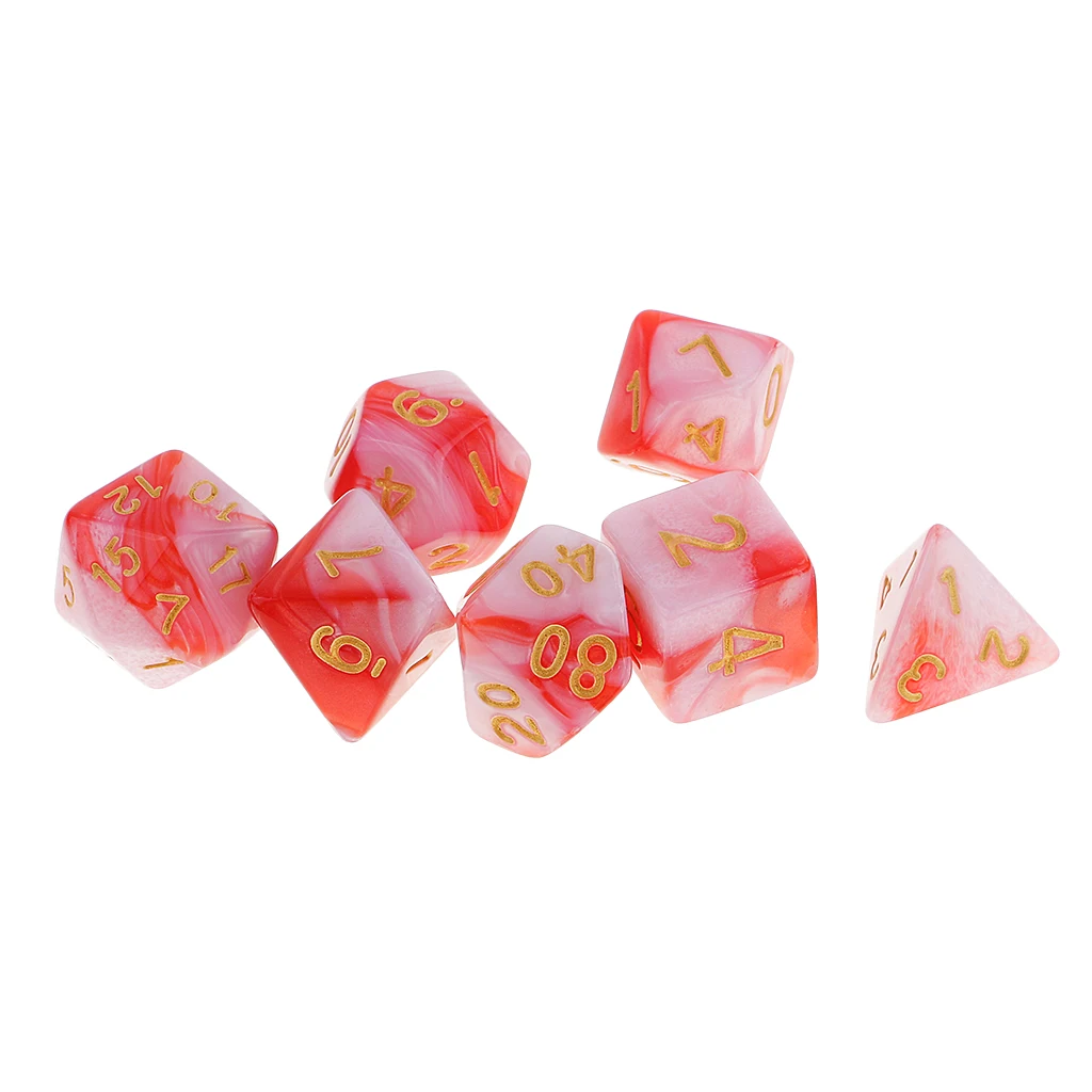 7 Pieces Dice Set D20 D12 D10 D8 D6 D4 for DND RPG Board Game Board Game Dice Party Gambling Dices Game Digital Dices