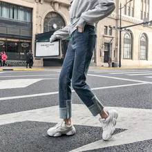 Джинсы бойфренда для женщин, плюс размер, высокая талия, женские джинсы, синие, необычные, повседневные джинсы, Feminino 4XL, девять точек, узкие джинсы, Mujer