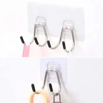 

Stainless Steel Sticky Hook Free Punching Strong Adhesive Double Wall Bath Towel Wall Mounted Hook Heavy Duty Suction Cup Hooks