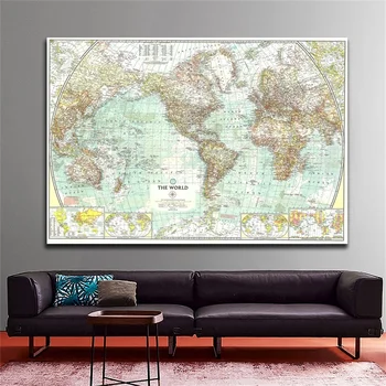 

1957 Globe World Map 150*100cm Non-woven Antique Poster Painting No Frame Map of The World Wall Paper Home Office School Decor