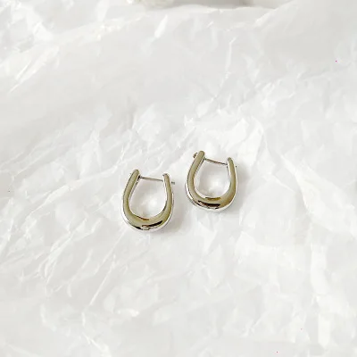 HUANZHI новые модные минималистичные геометрические искажение металла Винтажные серьги-кольца для женщин девочек Свадебные украшения подарки - Окраска металла: B