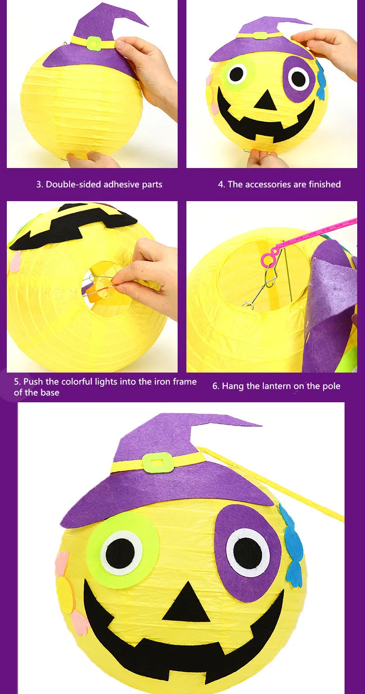 DIY светильник на Хэллоуин фонарик ведьмы фонарь-тыква Бумага Фонари s цветные фонари игрушка на хэллоуин игрушка ручной работы Детский фонарь игрушки