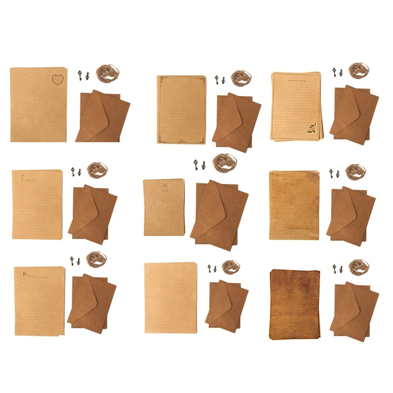 Vintage Kraft Paper Writing Paper European Style for Letter Writing Letter Stationery 12 Pcs retro writing papers