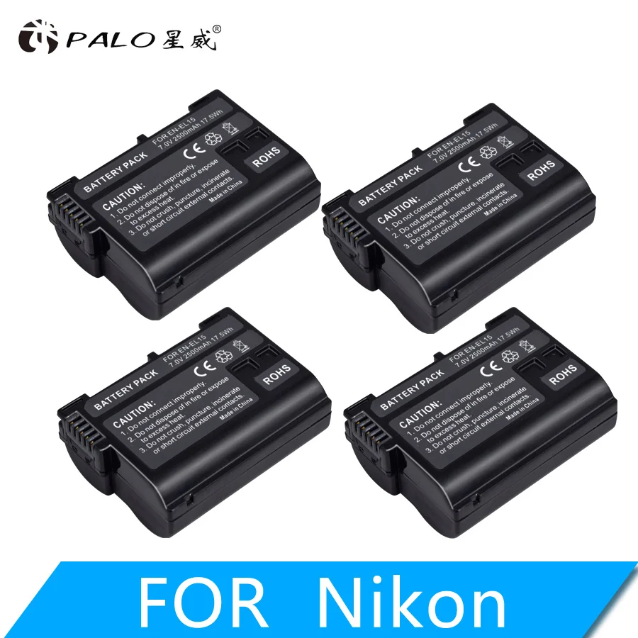 

PALO 4pcs 2500mAh EN-EL15 EN EL15 ENEL15 7V battery case for Nikon DSLR D600 D610 D800 D800E D810 D7000 D7100 D7200 l15