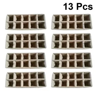 

13pcs 10 Grids Seed Starter Trays Plant Seedling Starters Cups Nursery Herb Seed Biodegradable Pots Peat Pot (Random Color)