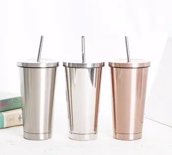 

Quevinal 10pcs 500ml 17oz Fashion Portable Coffee Mug With lid Double Wall Stainless Steel Vacuum flask Travel Tea thermos mugs