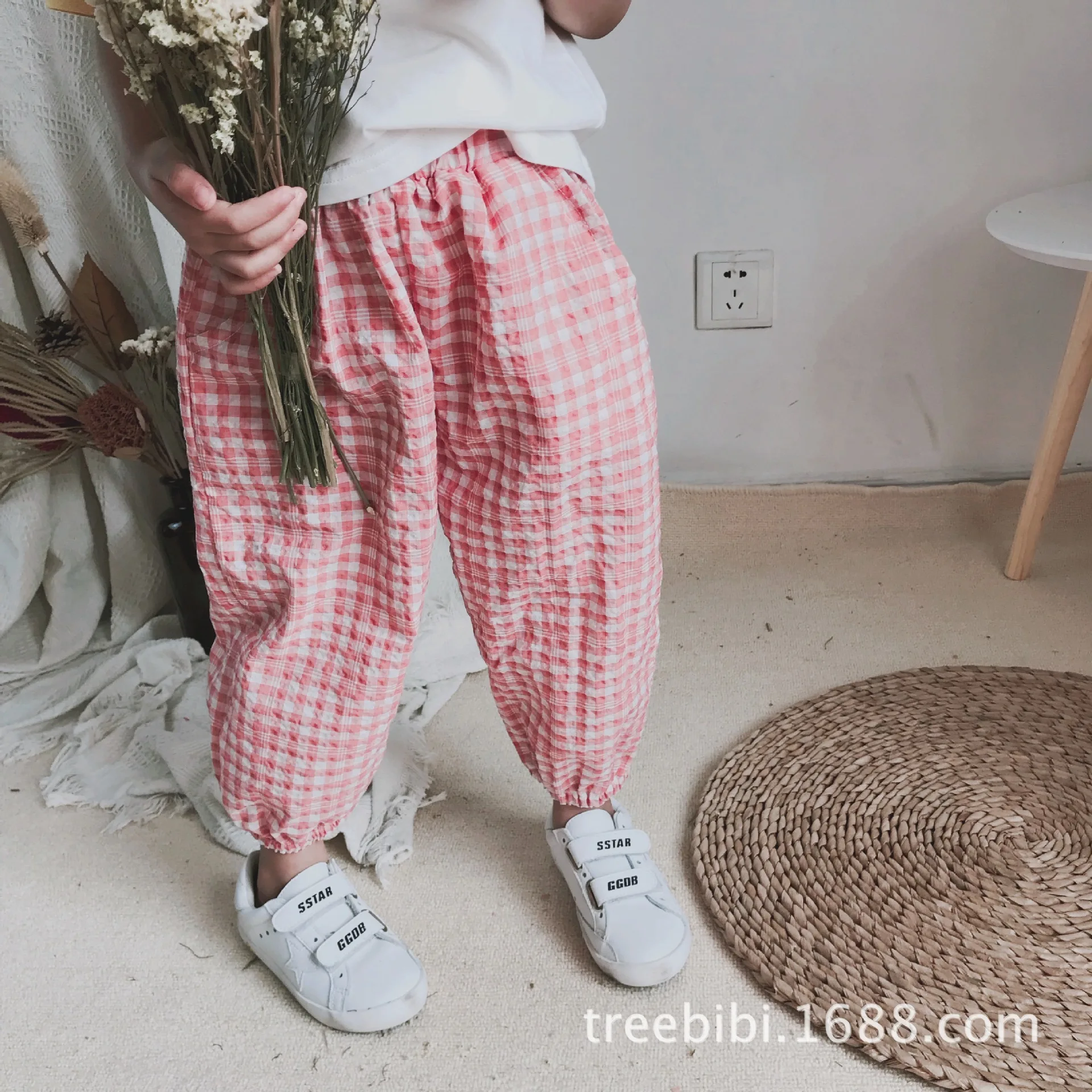 Treebibi новые летние Стиль Для мужчин и Для женщин Детские Гусеничный 5-Цвет клетчатый Hipster анти противомоскитные штаны