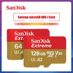 Карта памяти SanDisk Экстрим micro SD карта UHS-I C10 U3 V30 A2 microSDHC/microSDXC Flash 32 Гб 64 Гб 128 ГБ 256 Гб 400 Гб TF карта