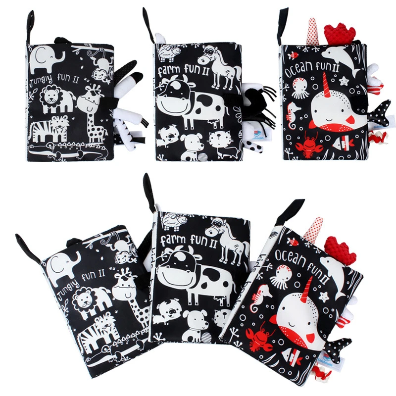 Livre En Tissu D Excitation Visuelle Montessori Pour Bebe Jouet Hochet Educatif D Eveil Noir Et Blanc Jouet Sensoriel Pour Tout Petit Aliexpress