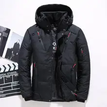 Зимний стиль, пуховик для мужчин, модная уличная короткая мужская одежда, Толстая Теплая Повседневная куртка с капюшоном на утином пуху