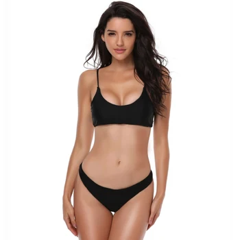 

New Swimwear Women Solid Color Swimsuit Mujer Female Bikini Sexy Bathing suit Monokini Push Up Pad Women Bikinis Set