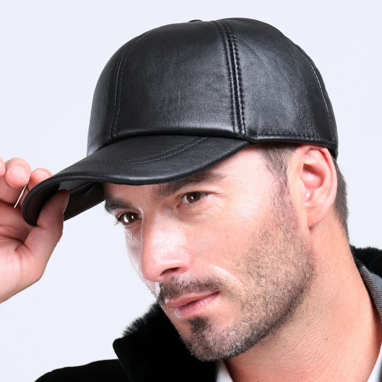Hot selling gorras hombre snapback 2020 new winter Sheepskin hat genuine leather warm adjustable baseball cap for man caps 2