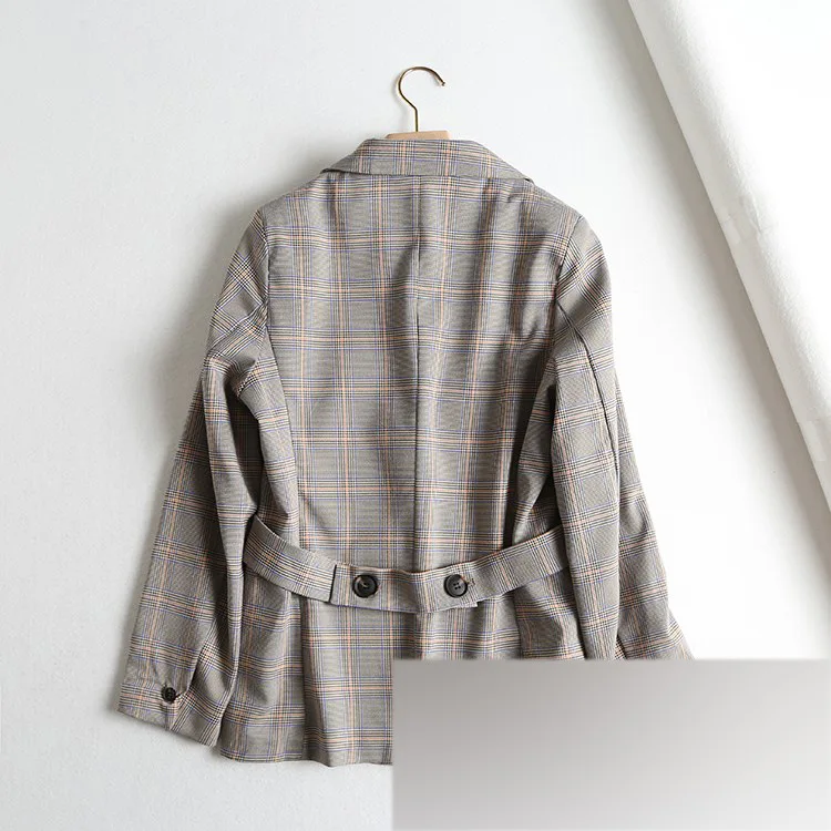 

Mj63 Autumn New Style Retro Korean-style Loose-Fit Commuting Casual Plaid One-Button Suit Jacket