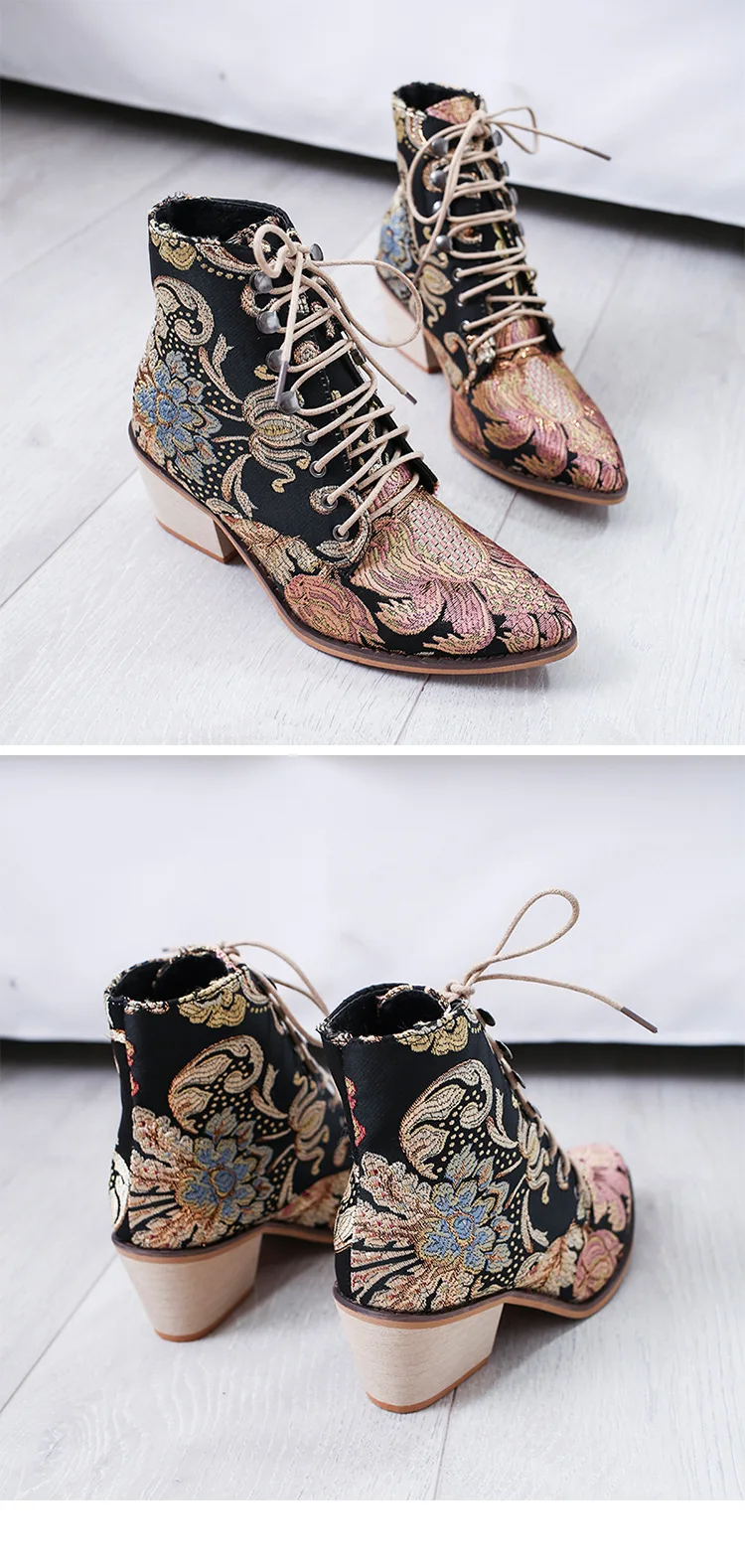 Г. Осенне-зимние ботинки женская обувь на платформе с острым носком на среднем каблуке Ботильоны винтажные атласные повседневные женские ботинки