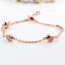 Оригинальное розовое золото, современные Lovepods с кристаллами, цепочка, браслет, подходит для бусины из стерлингового серебра 925, шарм, сделай сам, хорошее ювелирное изделие