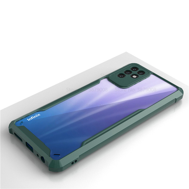 Acrylic Armor Shockproof Case For Infinix Hot 10S TPU Bumper Protective Back Cover For Hot 10 Lite Play Note 10 Pro