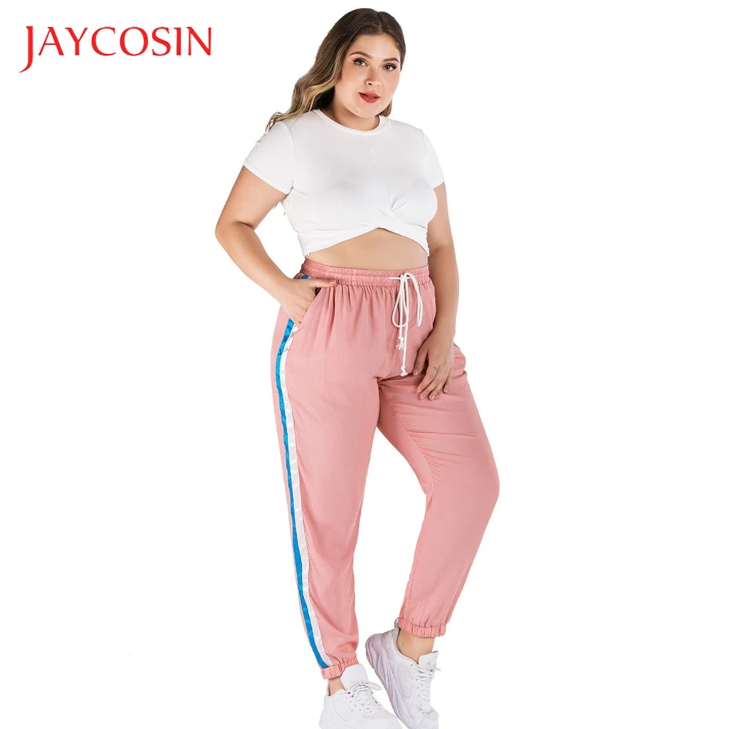 JAYCOSIN модные повседневные спортивные брюки с полосками сбоку Женская свободная