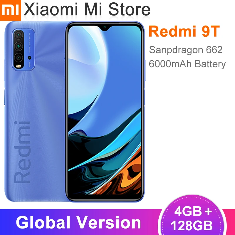 Глобальная версия Xiaomi Redmi 9T смартфон 4GB RAM 128GB ROM Snapdragon 662 6000mAh батарея 48MP Автомобильная камера заднего вида 6,53 ''FHD мобильного телефона 