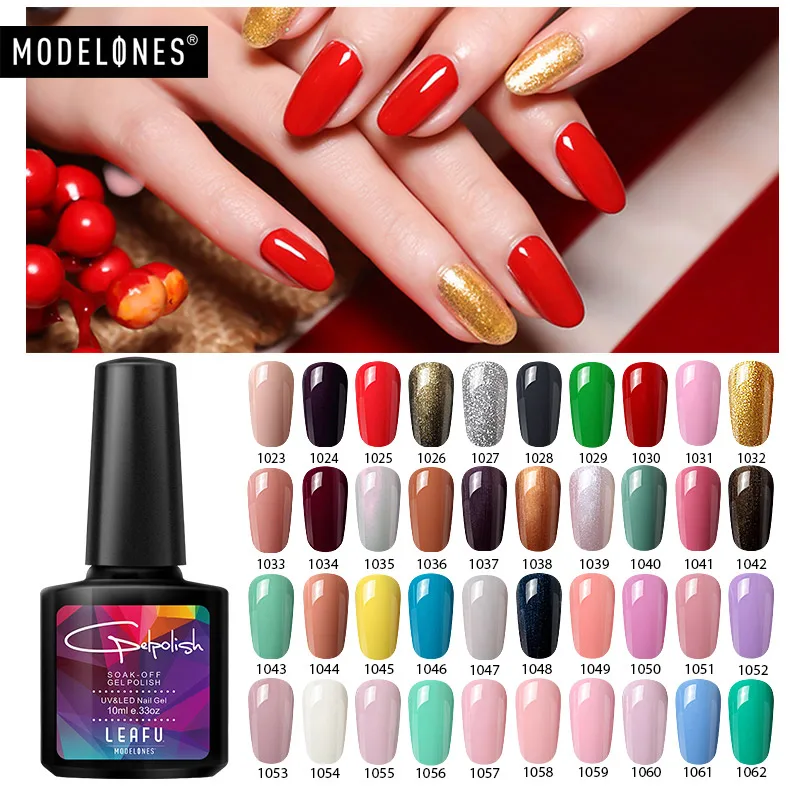 

Modelones 10ML UV Nail Gel Shiny Pink Color Led Nail Varnish Soak Off Semi Permanent Hybrid Nail Art Manicure Gel Lacquer