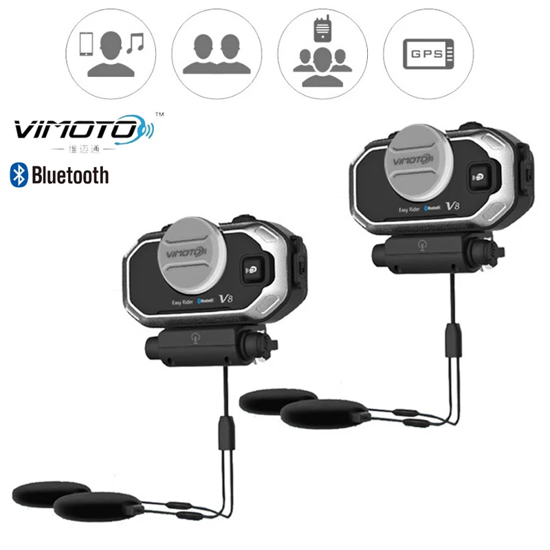 V8-2PCS Английская версия Easy Rider vimoto V8 шлем Bluetooth гарнитура мотоцикл стерео наушники для мобильного телефона и gps 2 способ радио - Цвет: V8-2PCS