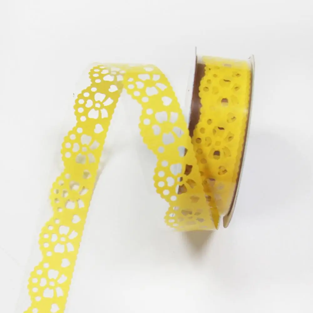 1 рулон цветок маскирующая лента Бумага лента альбом декоративные вечерние рулон кружева Скрапбукинг самоклеющиеся DIY стикер для рукоделия - Цвет: Yellow