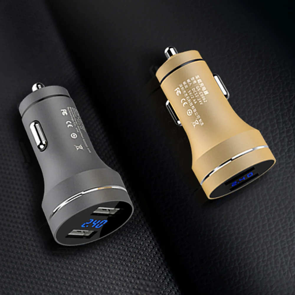 2.4A черный мини USB Автомобильное зарядное устройство для мобильного телефона планшета gps быстрое зарядное устройство автомобильное зарядное устройство двойной USB автомобильный адаптер зарядного устройства для телефона в автомобиле