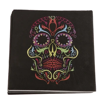 

20pcs Pack Trick Or Treat Halloween Holiday Paper Napkins Day Of Dead Napkin Decor