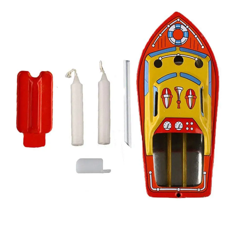 Vintage Steam Powered Candle Iron Boat Clockwork Toy Kids Educational Toys for Children Gift