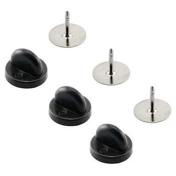 

50pcs Pin Backs PVC Black Butterfly Rubber Pin Clutch Keepers Silver Tie Tacks Blank Pins for DIY Brooch Jewelry Finding