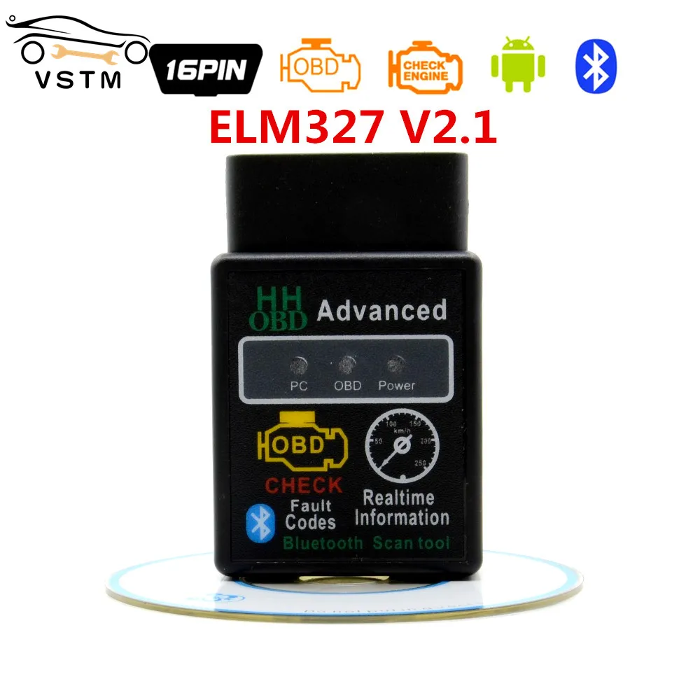 Новейший сканер OBD HH ELM327 V2.1 Bluetooth OBD2 II CAN BUS для диагностики двигателя автомобиля