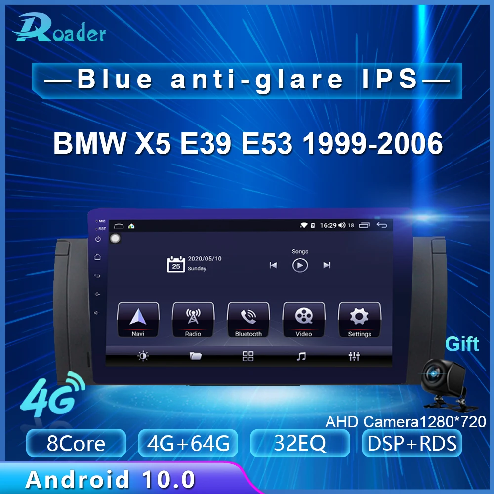 Roader Android 10 0 автомобильный DVD для BMW X5 E39 E53 1999 2000 2005 2006 4G/64G Автомобильный мультимедийный плеер с сенсорным