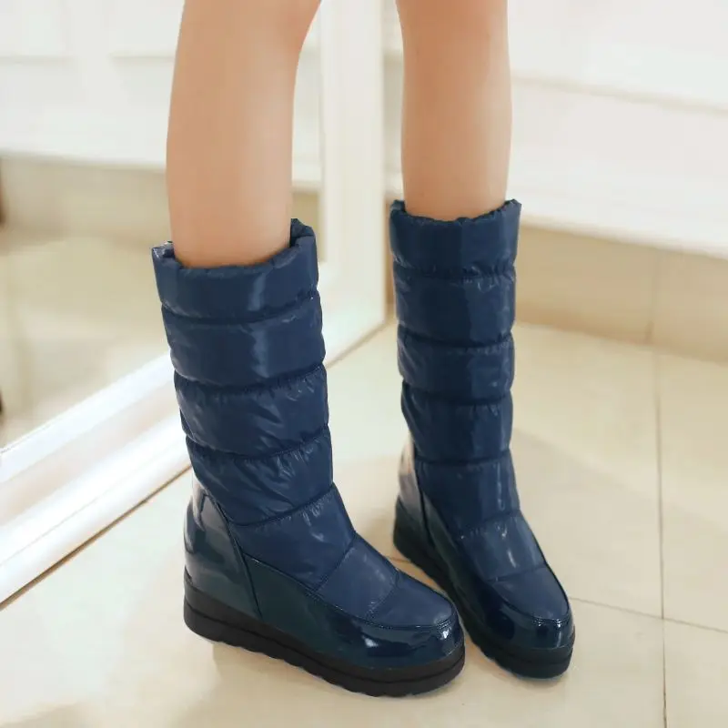 RIZABINA 4 Colors Women Winter Keep Warm Fashion Snow Boots Round Toe Thick Bottom Plush Fur Mid Calf Boots Female Size 34-40